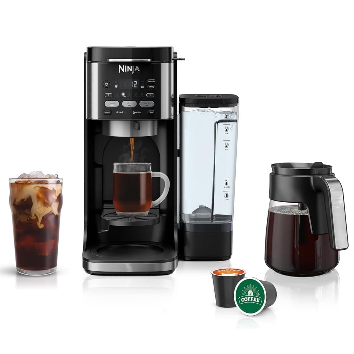 Ninja (Refurbished) Drip Coffee Maker | DualBrew Pro Hot & Iced Coffee | Compatible with K-Cup Pods | 3 Brew Styles (Classic, Rich, & Iced) | 60oz Removable Reservoir & Dishwasher Safe | (Renewed)