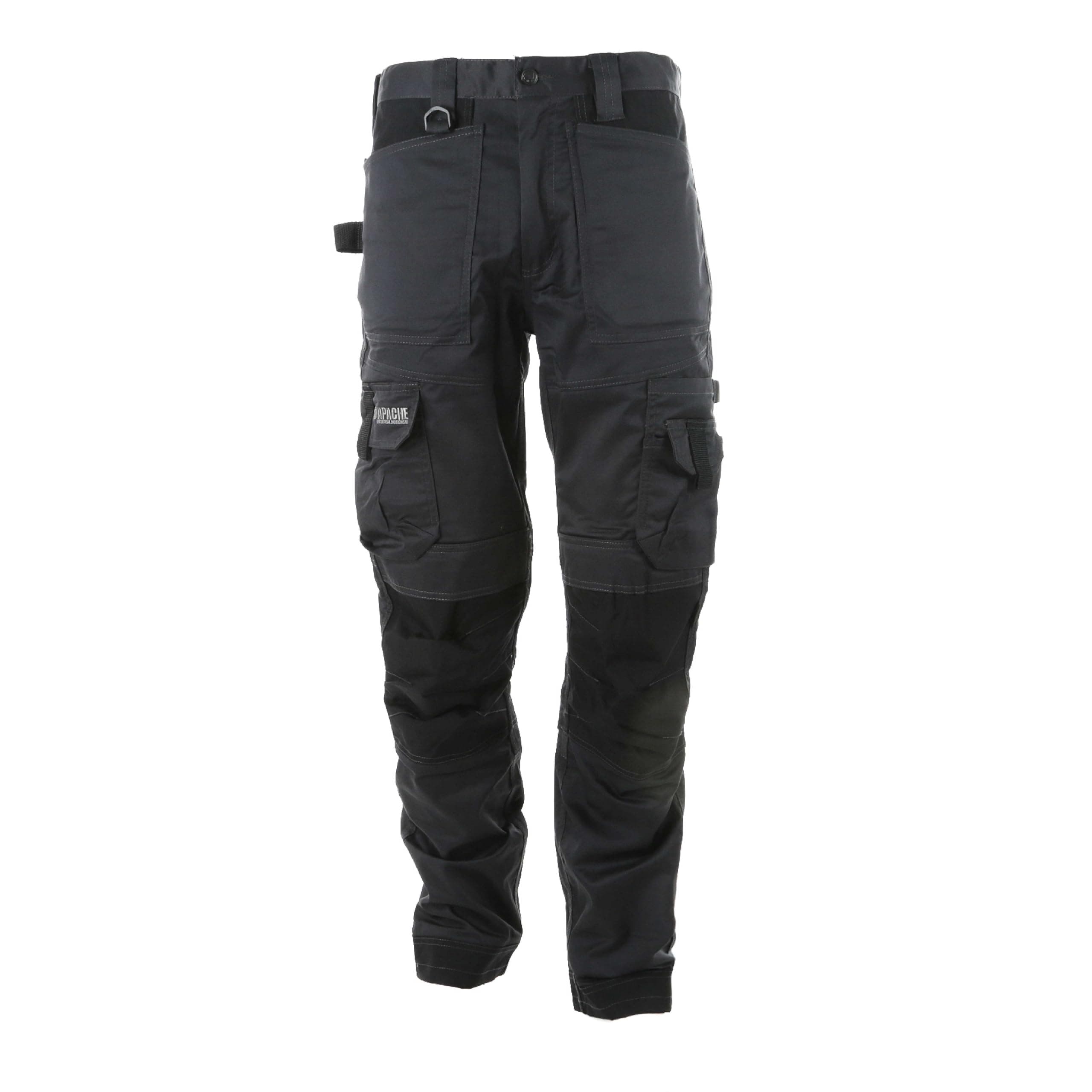 Apache Workwear Men's Site Trouser | ATS 3D Stretch Holster Trouser | Grey/Black 31L x 34W | Cordura Side Cargo Pocket | Low Rise Comfort Waist | Reinforced Hem Knee Pad and Phone Pocket