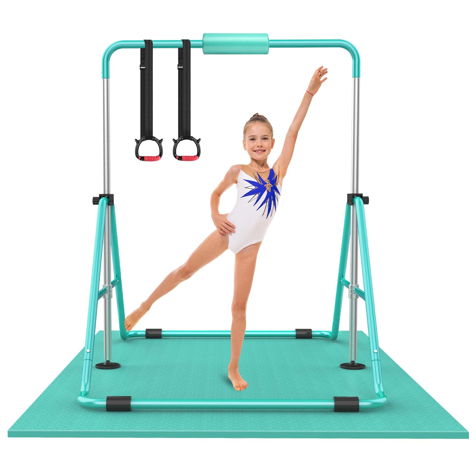 Gymnastic Bars for Kids with Adjustable Height, Folding Gymnastic Training Kip Bar, Expandable Horizontal Bar for Home