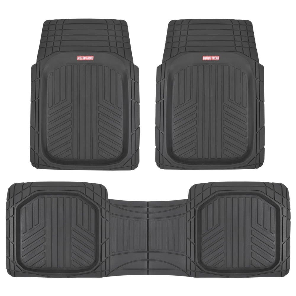 BDK FlexTough™ Contour Liners - Deep Dish Heavy Duty Rubber Floor Mats for Car SUV Truck & Van - All Weather Protection (Deep Dish 1)