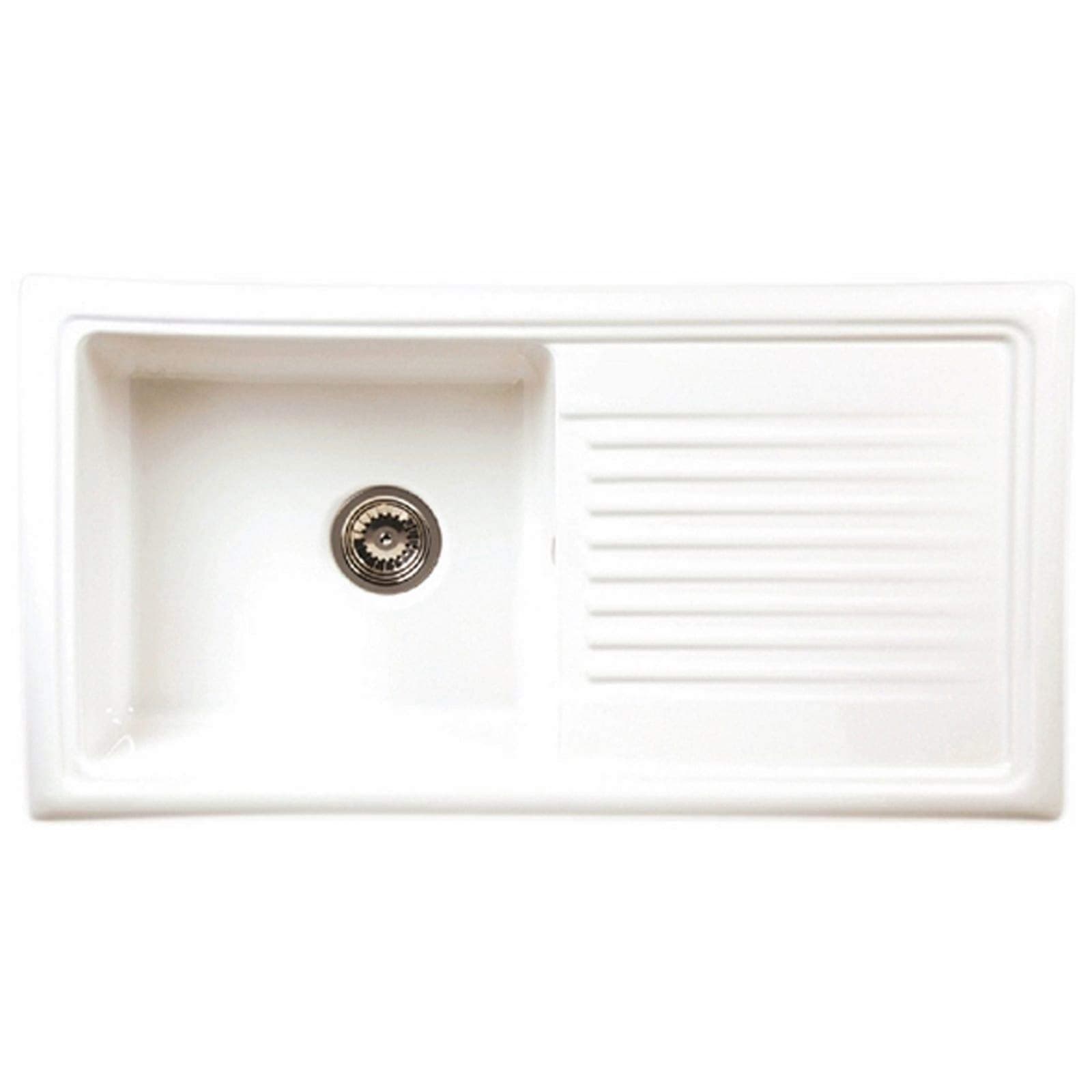 Reginox RL304CW 1.0 Bowl White Ceramic Reversible Kitchen Sink & Waste