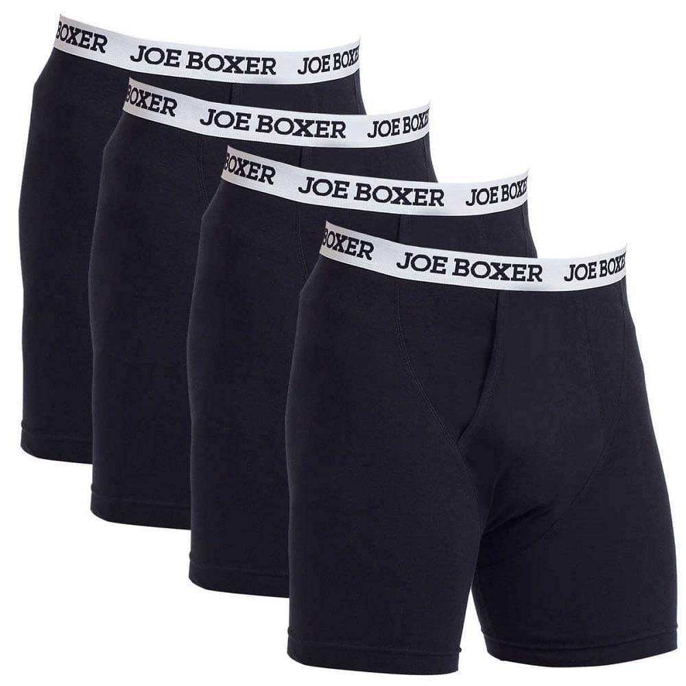 Joe Boxer Men's Boxer Briefs 4-Pack (Medium, Black), Black