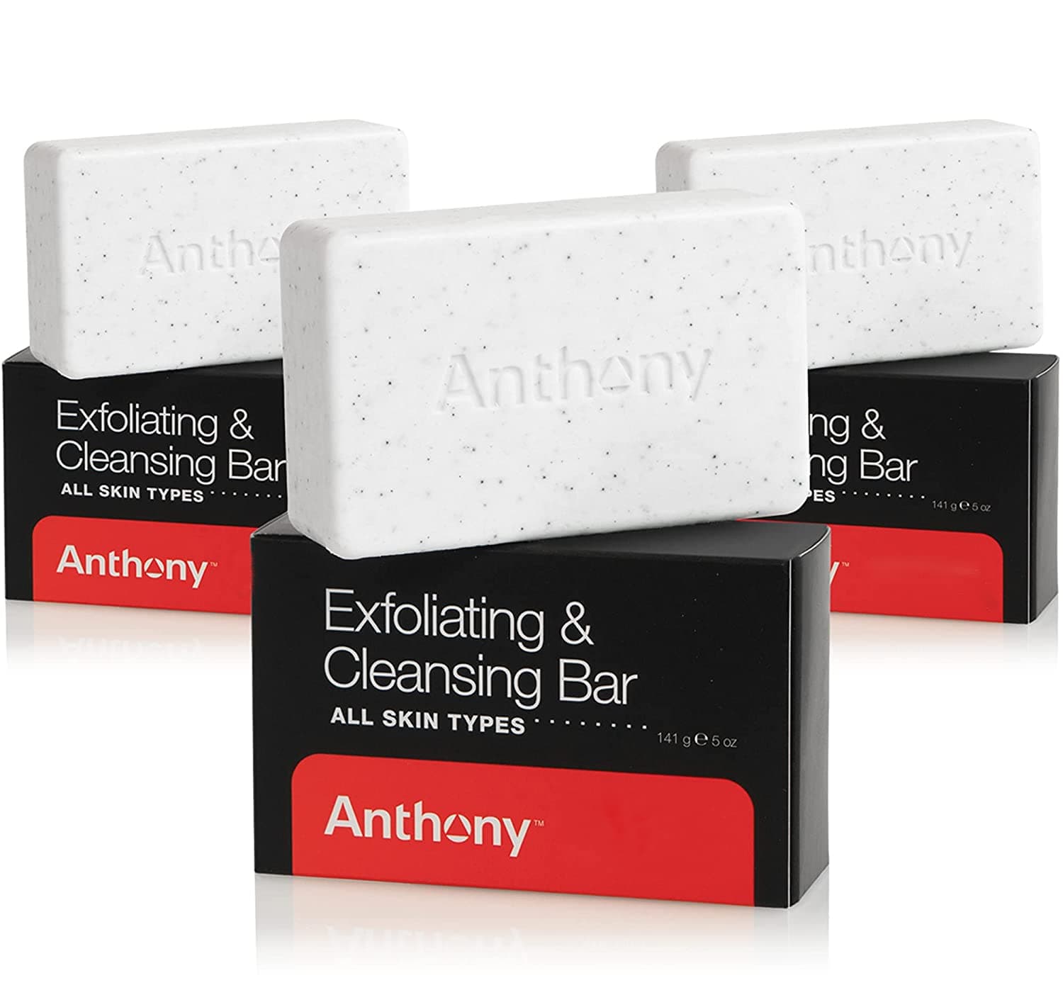 Anthony Men's Exfoliating Soap Bar, Grapefruit Scent, 5 Oz - Infused with Cucumber Extract, Jojoba, Shea Butter, Squalane & Coconut Oils for Moisturizing, Exfoliating & Refreshing Body Skin
