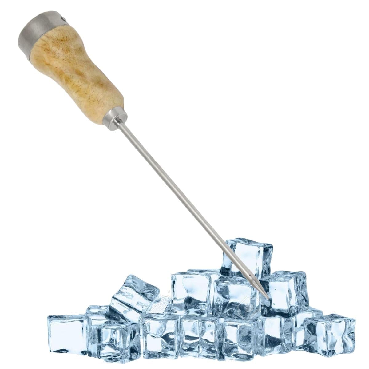 Rocky Mountain Goods Ice Pick Tool with Wooden Handle - Sharp Stainless Steel Blade for Breaking Ice, Chipping, Ice Cubes,Bartenders, Freezer and Ice Bags - 6” Blade with Sharp Strong Point