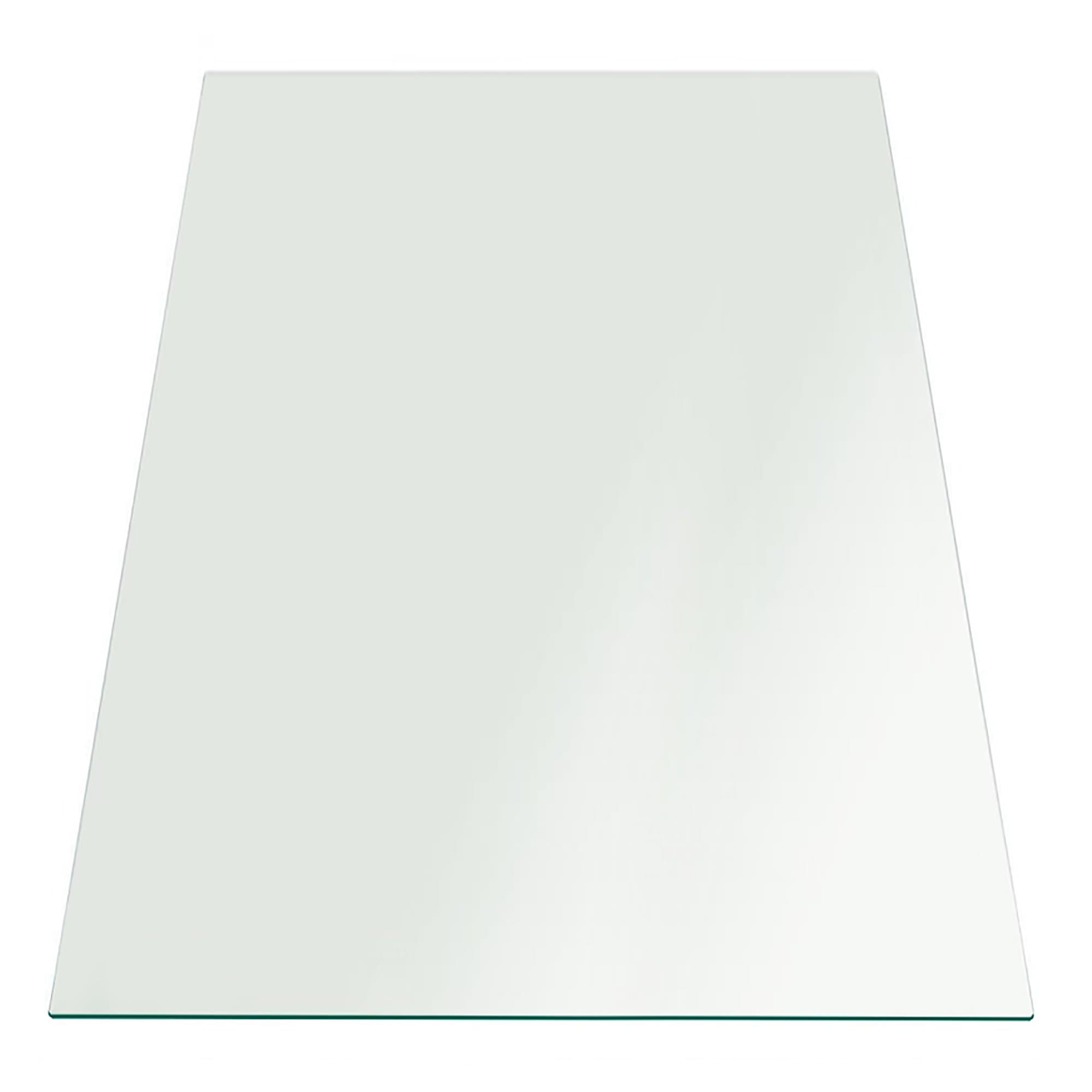 Fab Glass and Mirror 1/4 inch Thick Flat Edge Tempered Eased Corners Rectangle Glass Table Top Modern 24" X 36" clear