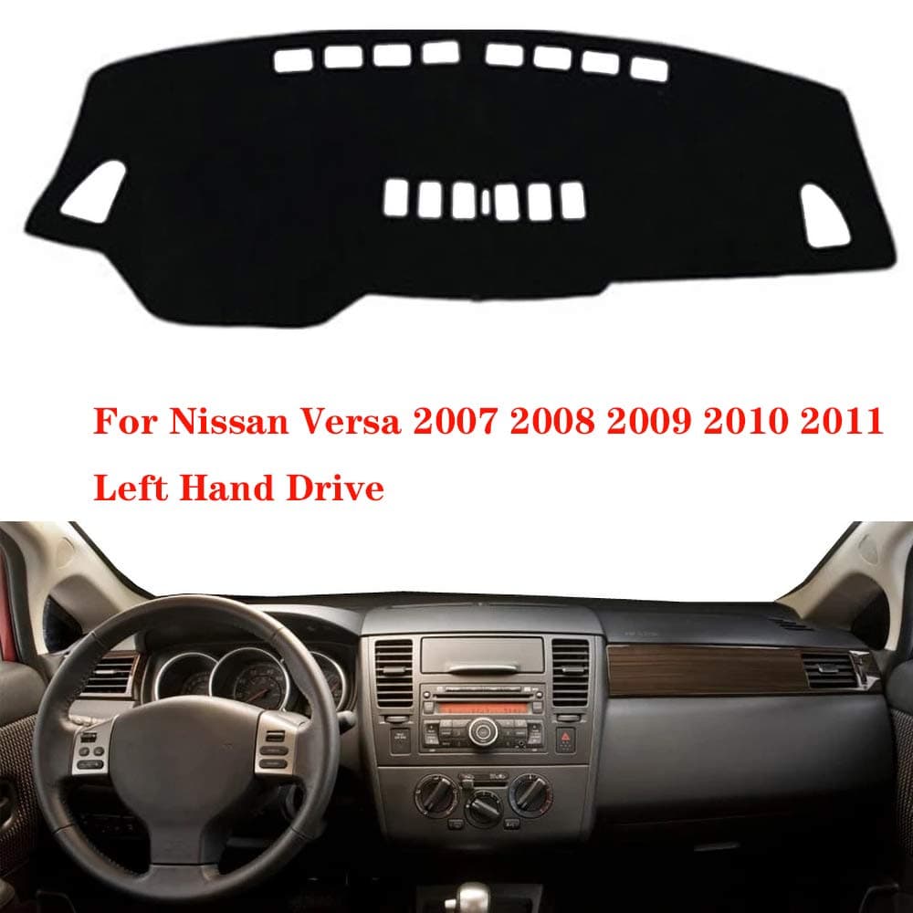 Oneuda Flannel Dashmat Dashboard Cover Dash Pad Car Mat Carpet Sun Shade for Nissan Versa 2007 2008 2009 2010 2011 Anti-Slip Dash Board Cover Auto Accessories
