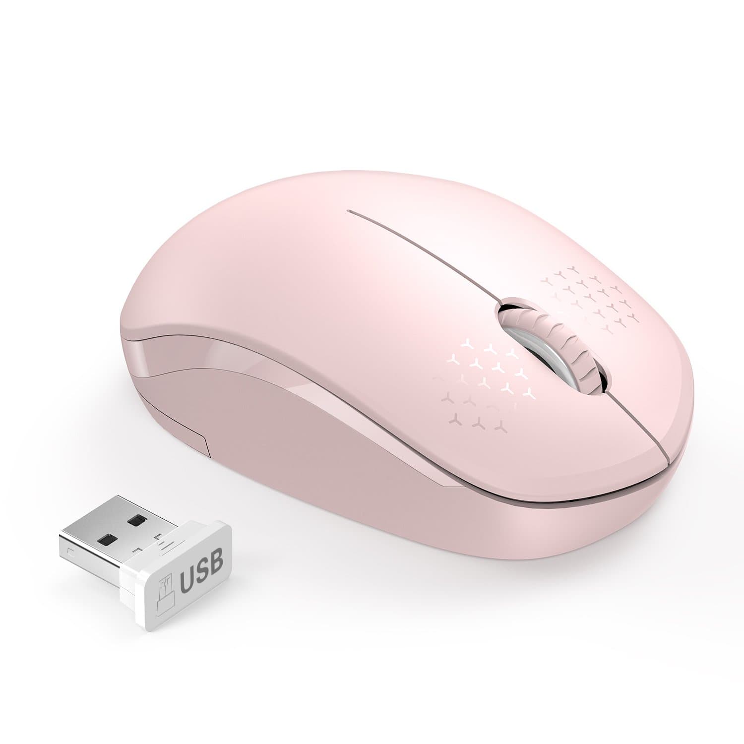 seenda Wireless Mouse for Laptop, 2.4G Noiseless Mouse with USB Receiver - Optical Tracking Portable Computer Mice for Chromebook, PC, Tablet, Windows System, 24 Months Battery Life - Pink