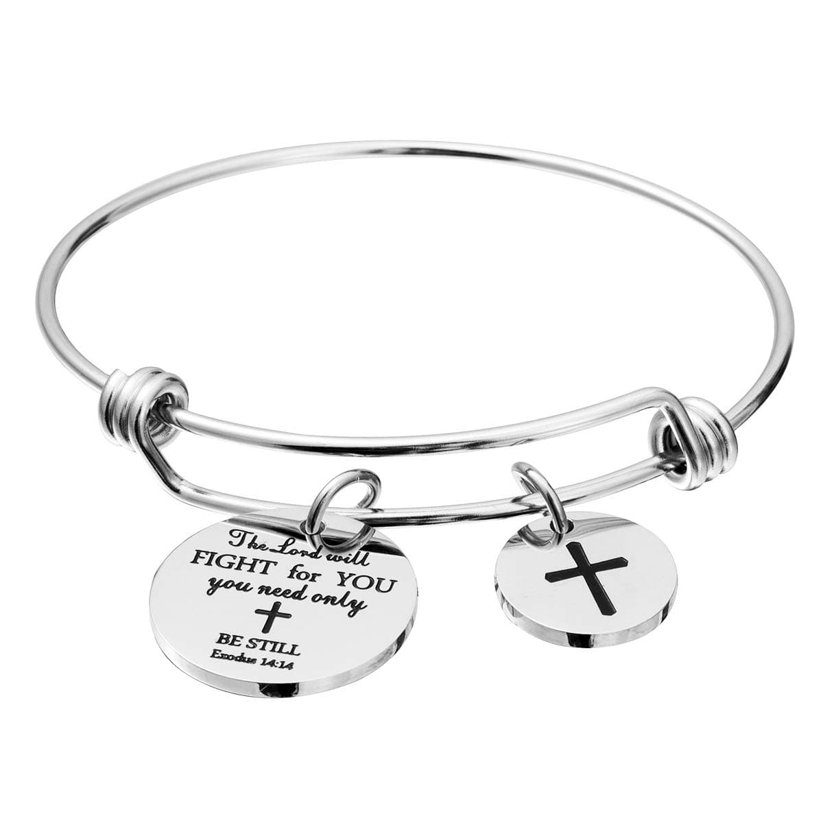omodofo Bible Verse Bangle Bracelet Cross Charm Confirmation Bracelet Scripture Jewelry