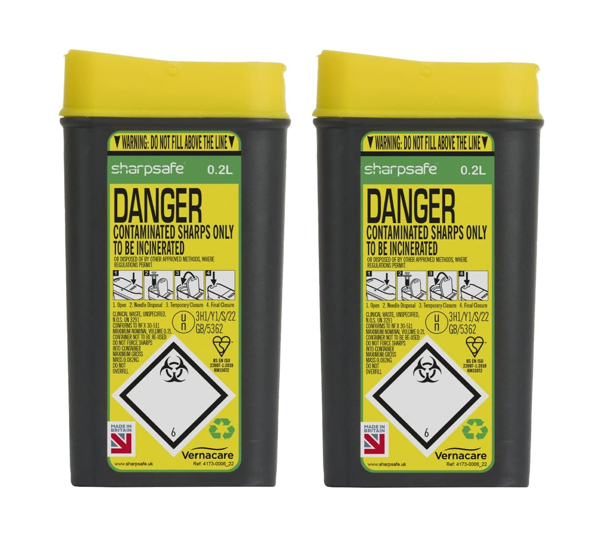 Sharpsafe 200ml Compact Travel Bin, Pack of 2