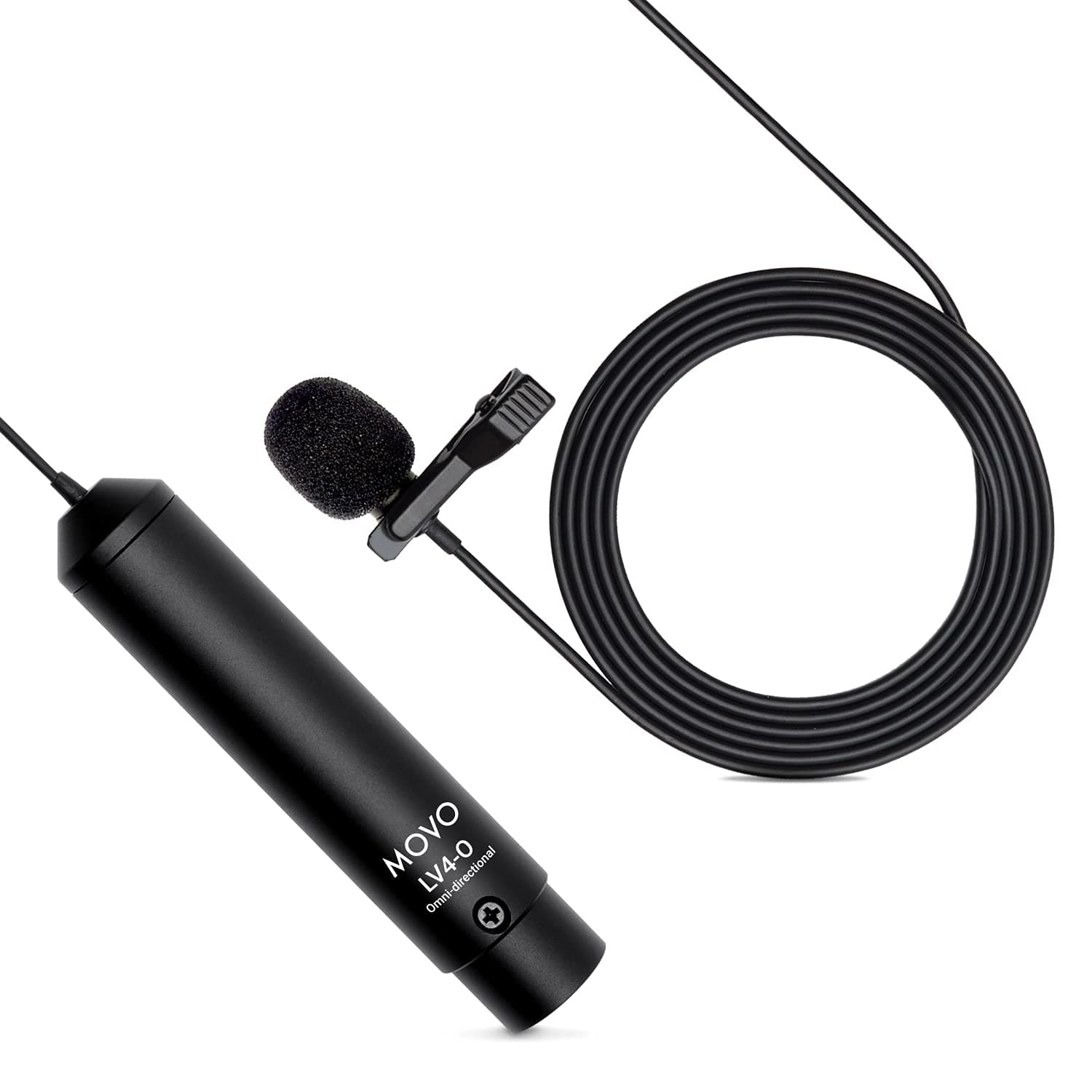 LV4-O Phantom Power Omnidirectional XLR Lavalier Microphone with Metal Lapel Mic Clip and Windscreen - Great External Lav Mic for Filming, Podcast, Livestream, Interviews, or YouTube Recording