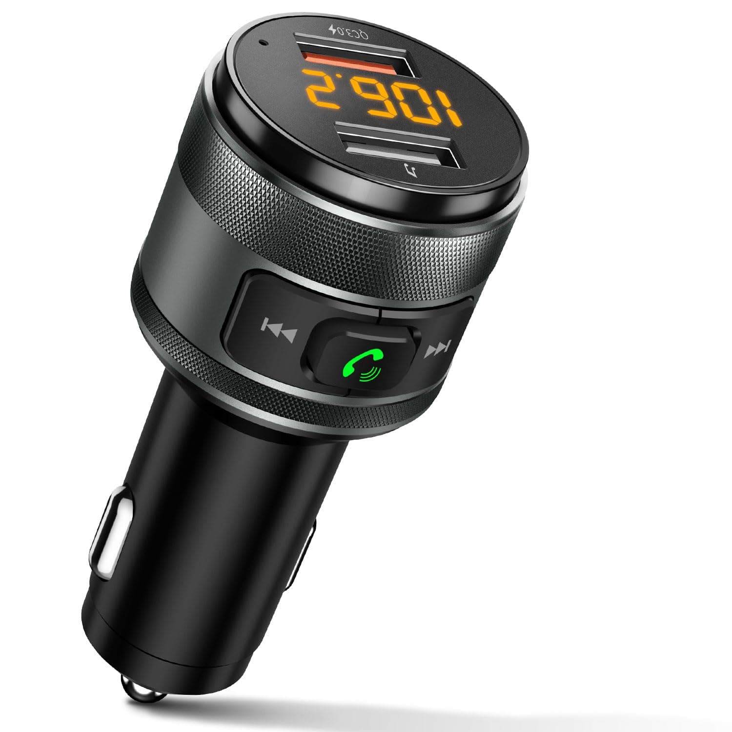 IMDEN Bluetooth 5.4 FM Transmitter for Car, MP3 Music Player Wireless Radio Adapter Kit with QC 3.0 Fast Charger, Hands-Free Calling, Supports USB Drive for 12V/24V Vehicles