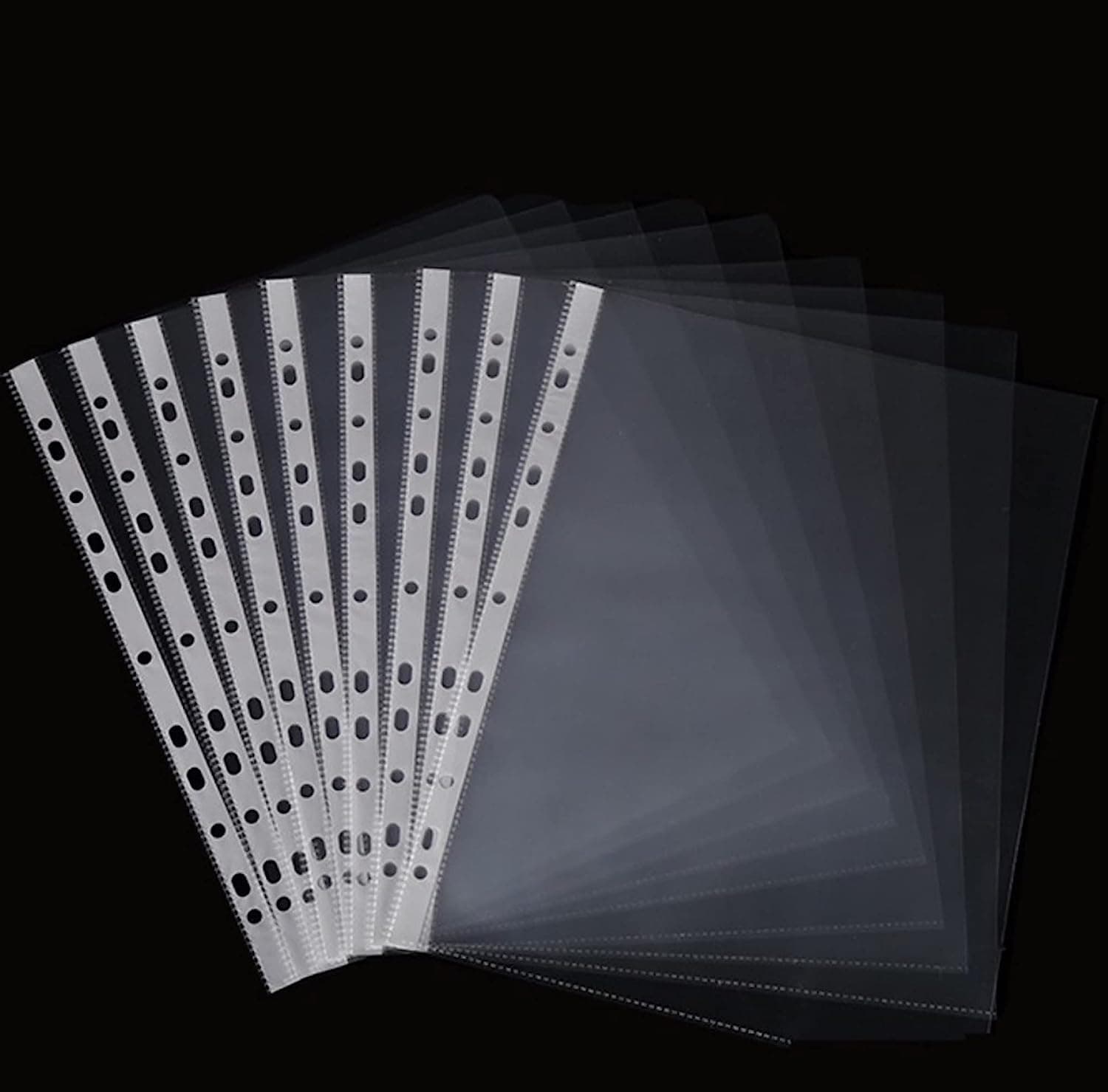 BUYMORE Beautiful Useful Youthful 100 PCS Plastic Punched Pockets Folder A4 Micro Transparent File Protector Best Folder Plastic Document Folder for Office or School work (100PCS)