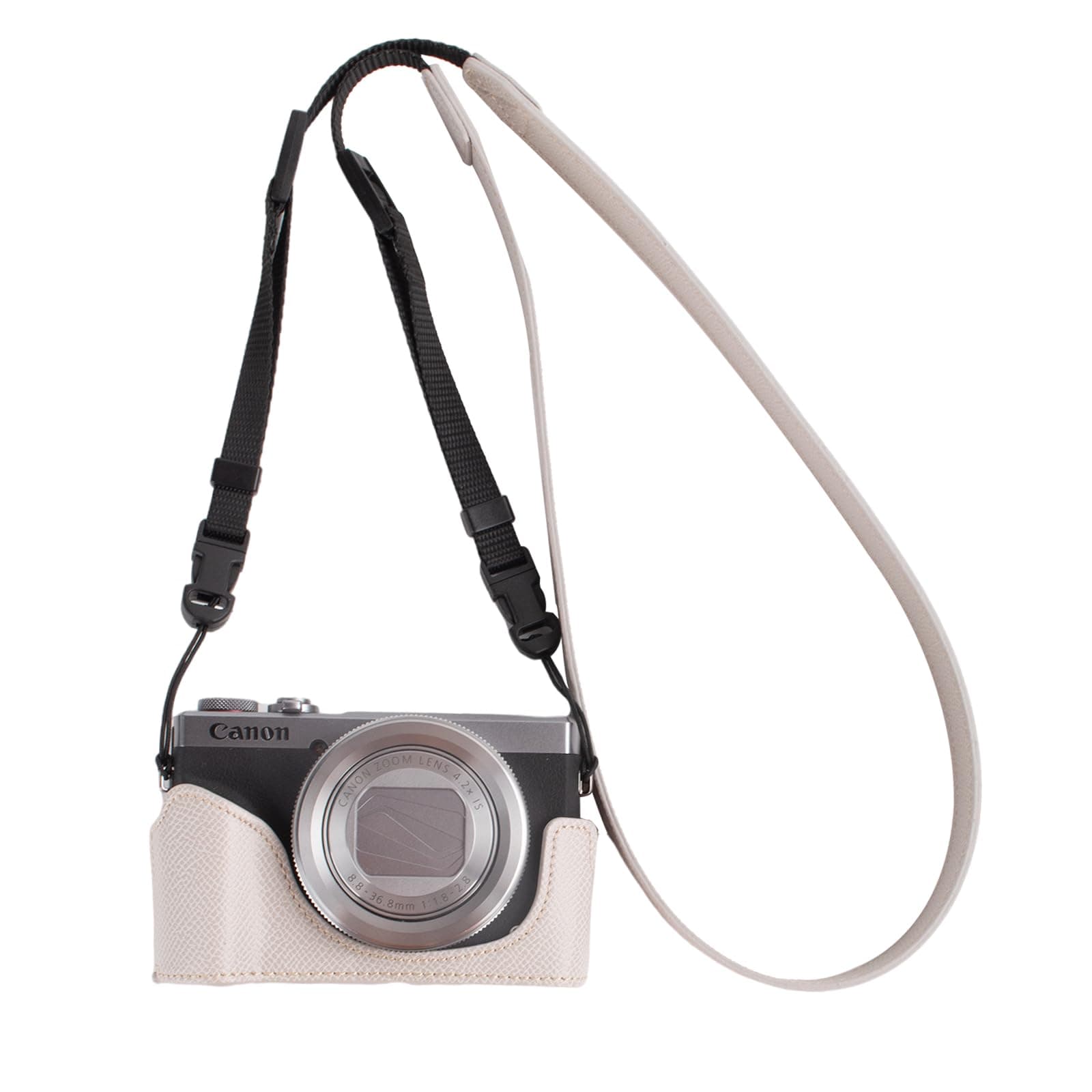 VOVMOEYA Protective Camera Case for Canon Powershot G7X Mark III/G7X Mark II Half Case with Adjustable Shoulder Strap PU g7x Mark iii Accessories Lightweight-Grey