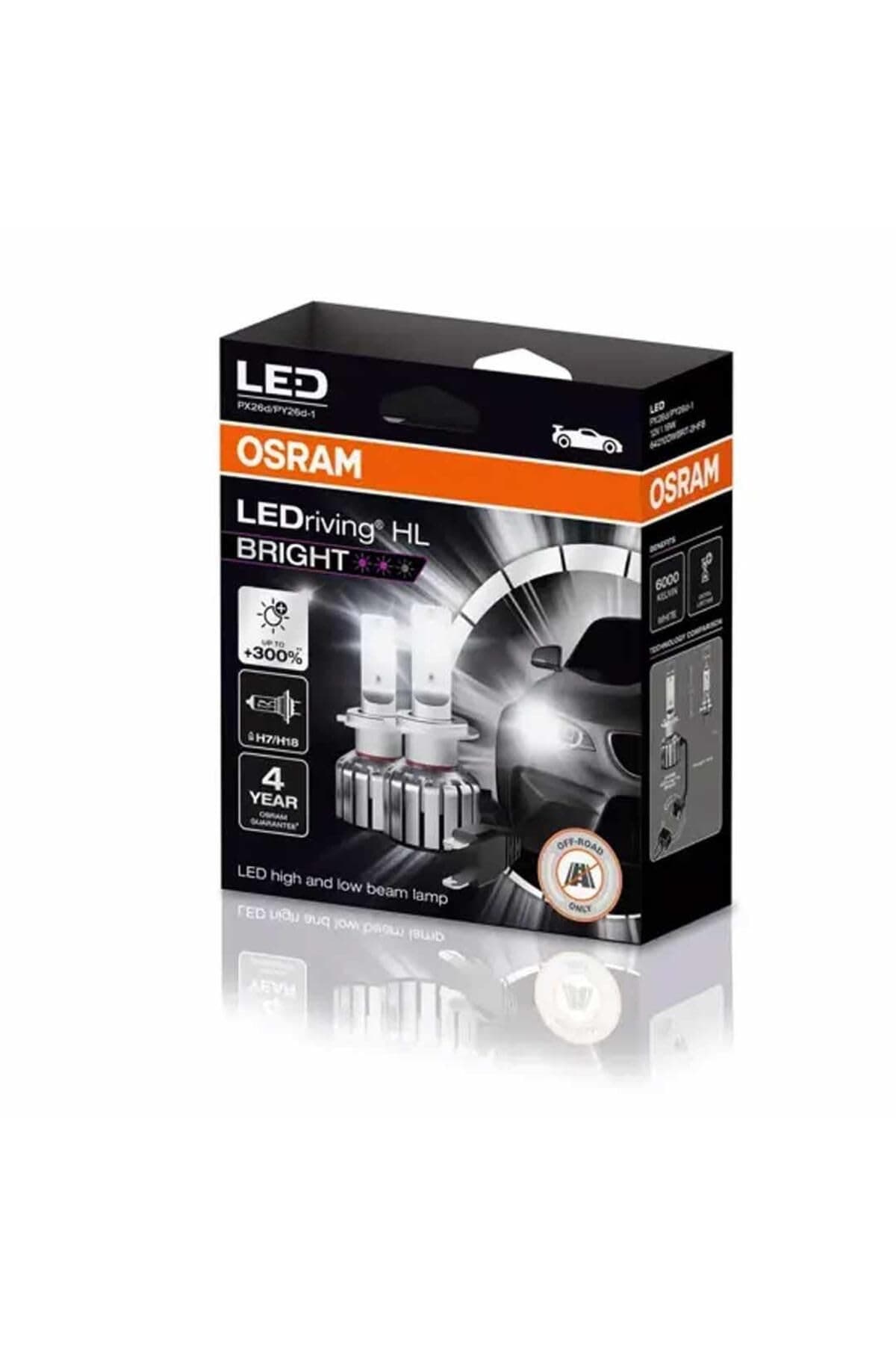LEDriving® HL BRIGHT, ≜ H7/H18, LED High/Low Beam Lamps, Off-road only, non ECE, 300% more brightness, 6000K, Hanging Folding box (2 lamps)