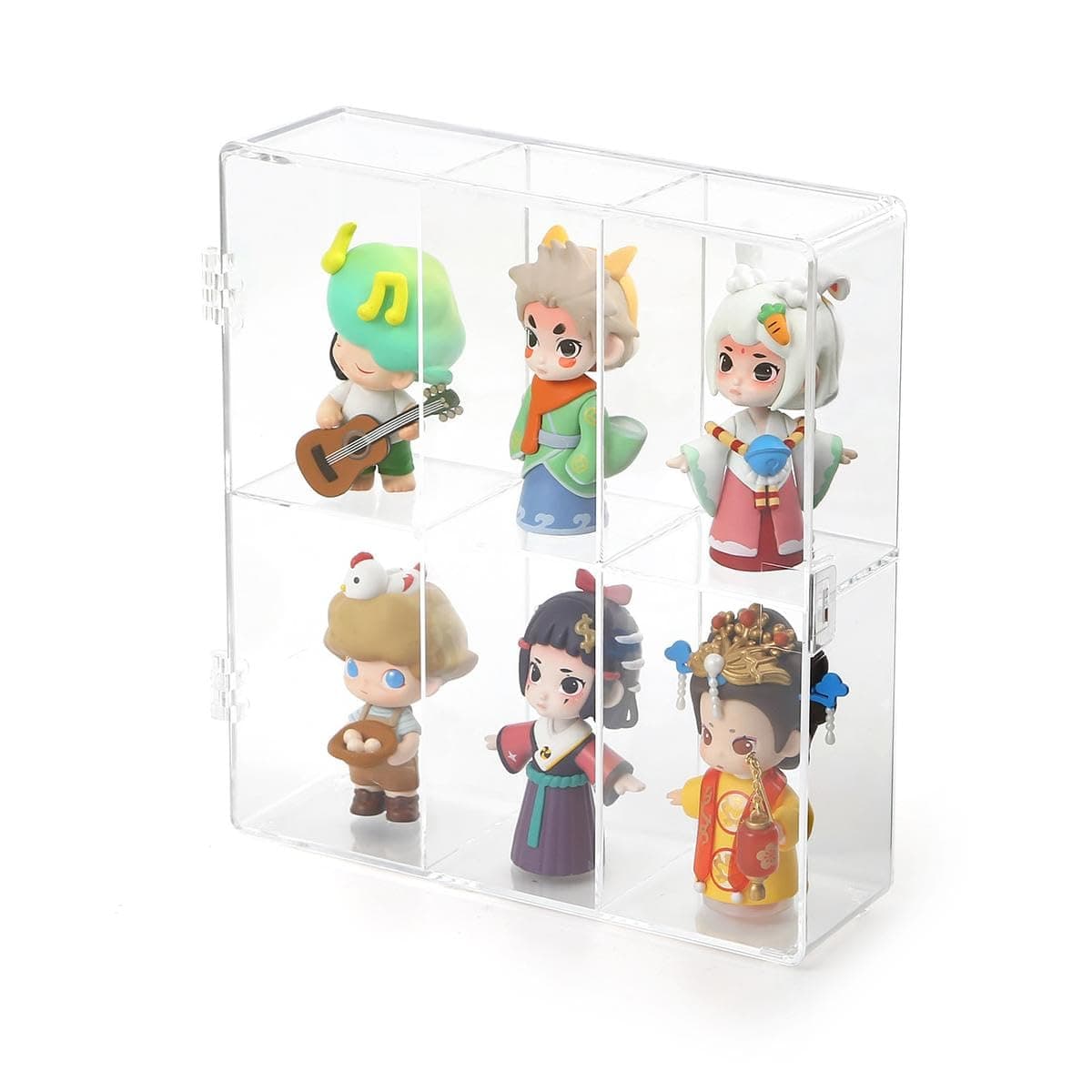 Fohome 6 Compartments Acrylic Display Case,Clear Lego Display Case Free Standing Lockable Dustproof Organizer Box for Funko Pop Figures,Collectibles,Crystals,Mini Toys