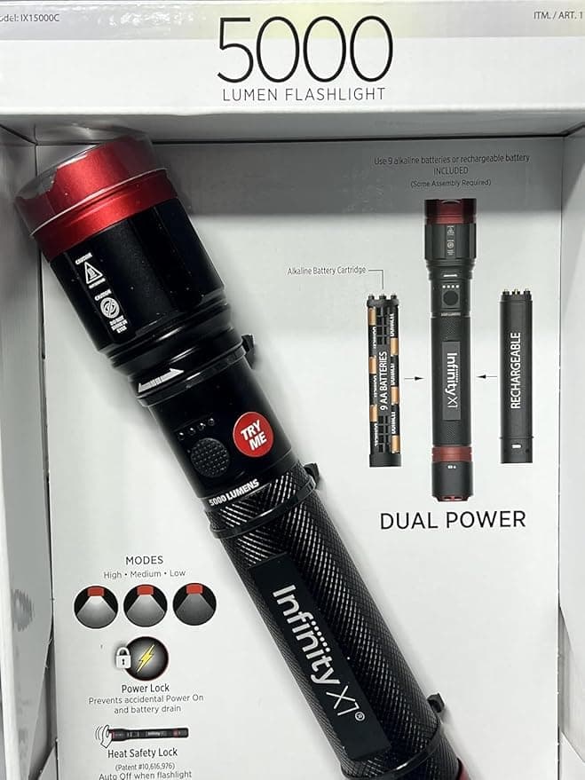 Infinity X1 Dual Power Rechargeable Flashlight 5000 Lumens