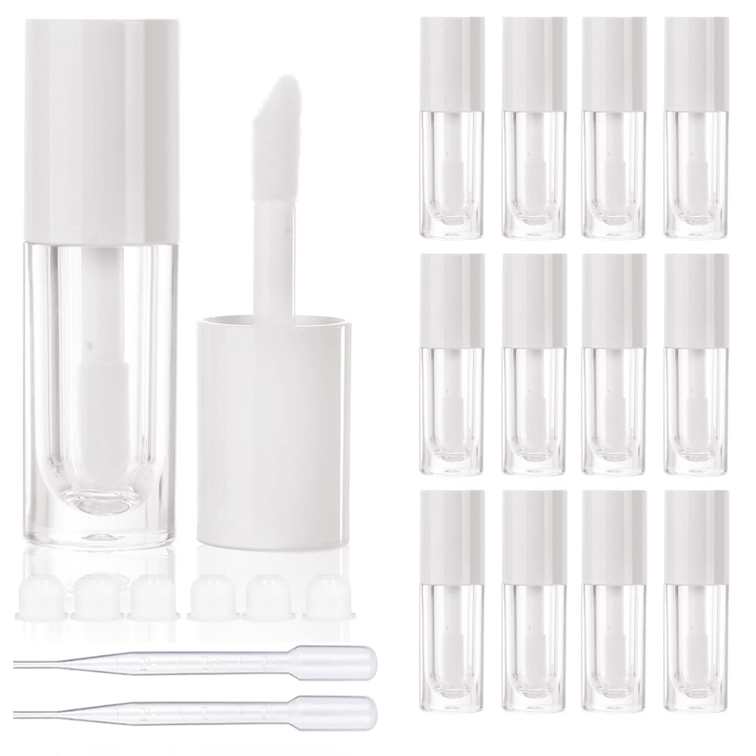 14pcs Empty 6ml big brush lip gloss tubes for DIY lip gloss,White lipgloss containers