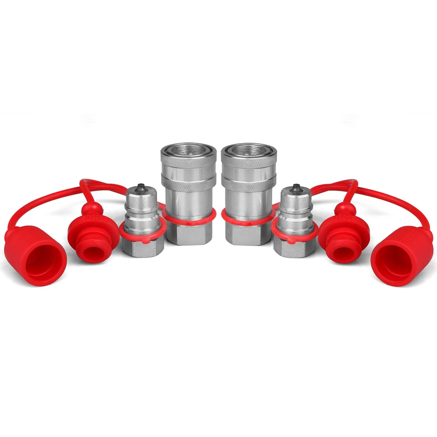 3/8" Ag ISO 5675 Hydraulic Quick Connect Couplers with Dust Caps,Pioneer Style Hydraulic Coupler,3/8" NPT Thread + 3/8" ISO 5675 Body