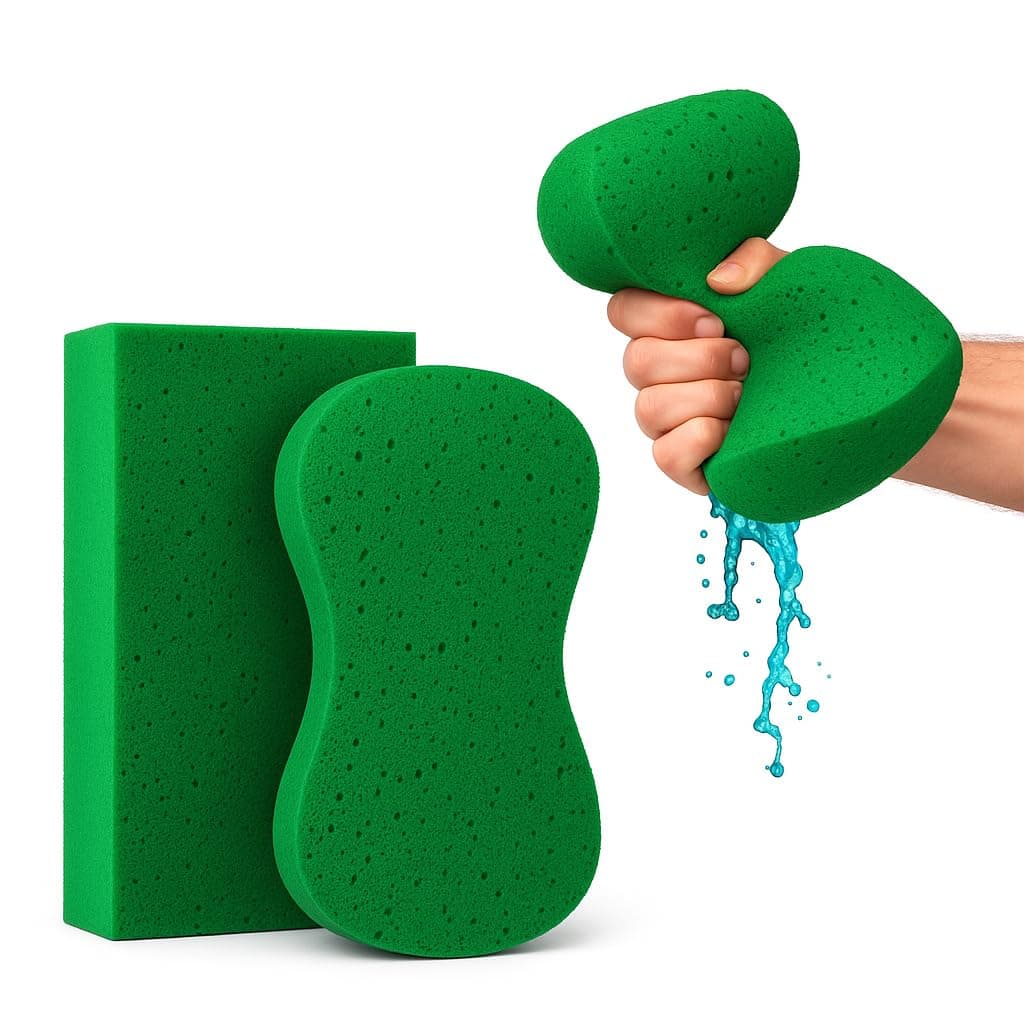 Multi-Purpose Sponges for Cleaning - Green 2 Pack, Large Sponges for Car Washing, Tile & Grout, All Purpose Cleaning