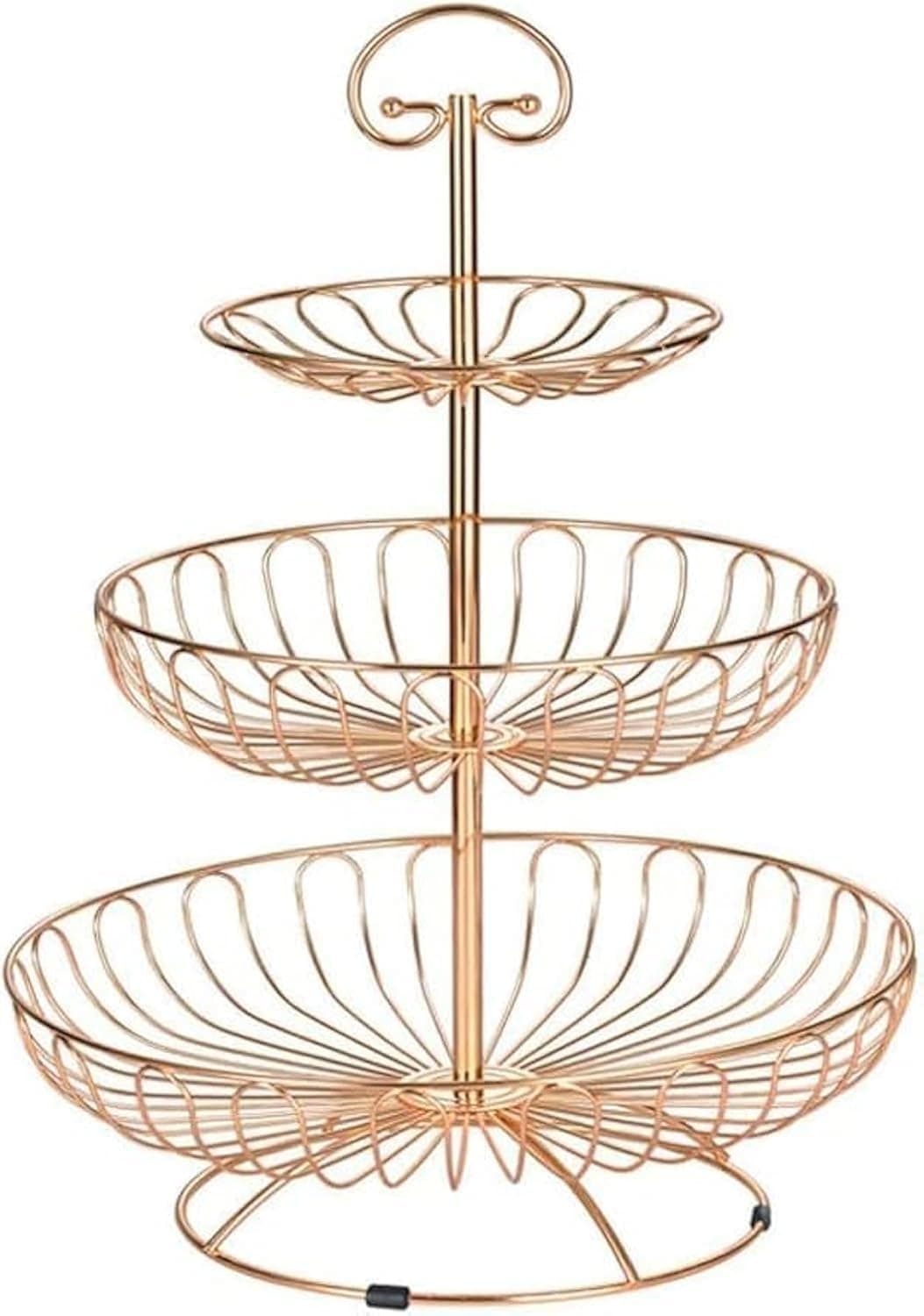 3 Tier Metal Countertop Fruit Basket Fruit Racks Bread Stand,Cupcake stand, Tiered Fruit Bowl, Round Kitchen Produce Countertop Display for Fruit Cake Snack.