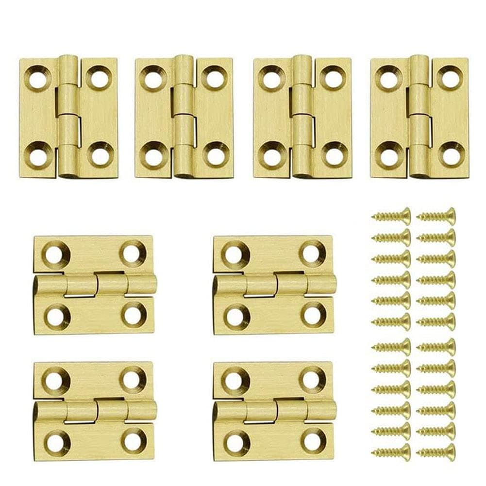 Jinyuanchao Mini Solid Brass Hinges Cabinet Drawer Butt Hinges for Jewelry Chest Wood Box,1/2/2.5Inch,8PCS(1Inch)