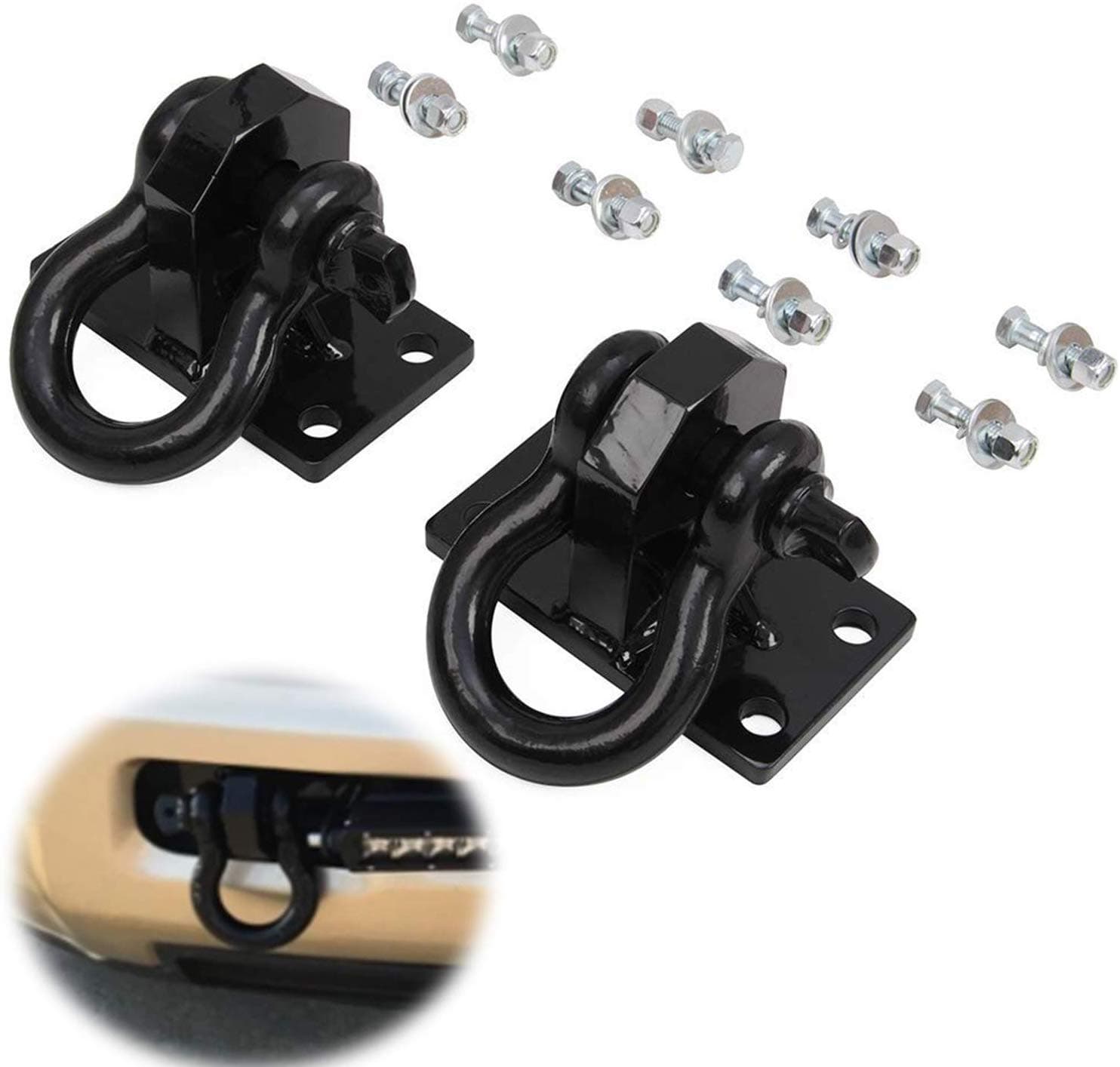 CNSY Heavy Duty Front Shackle Tow Hooks Short Size Fit for Dodge Ram 2500/3500 2010-2018