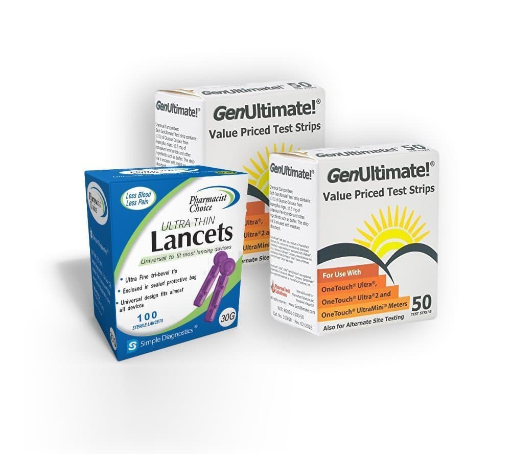 100 Test Strips and Bonus 100 Pharmacist Choice Lancets - for OneTouch Ultra, Ultra 2, & UltraMini