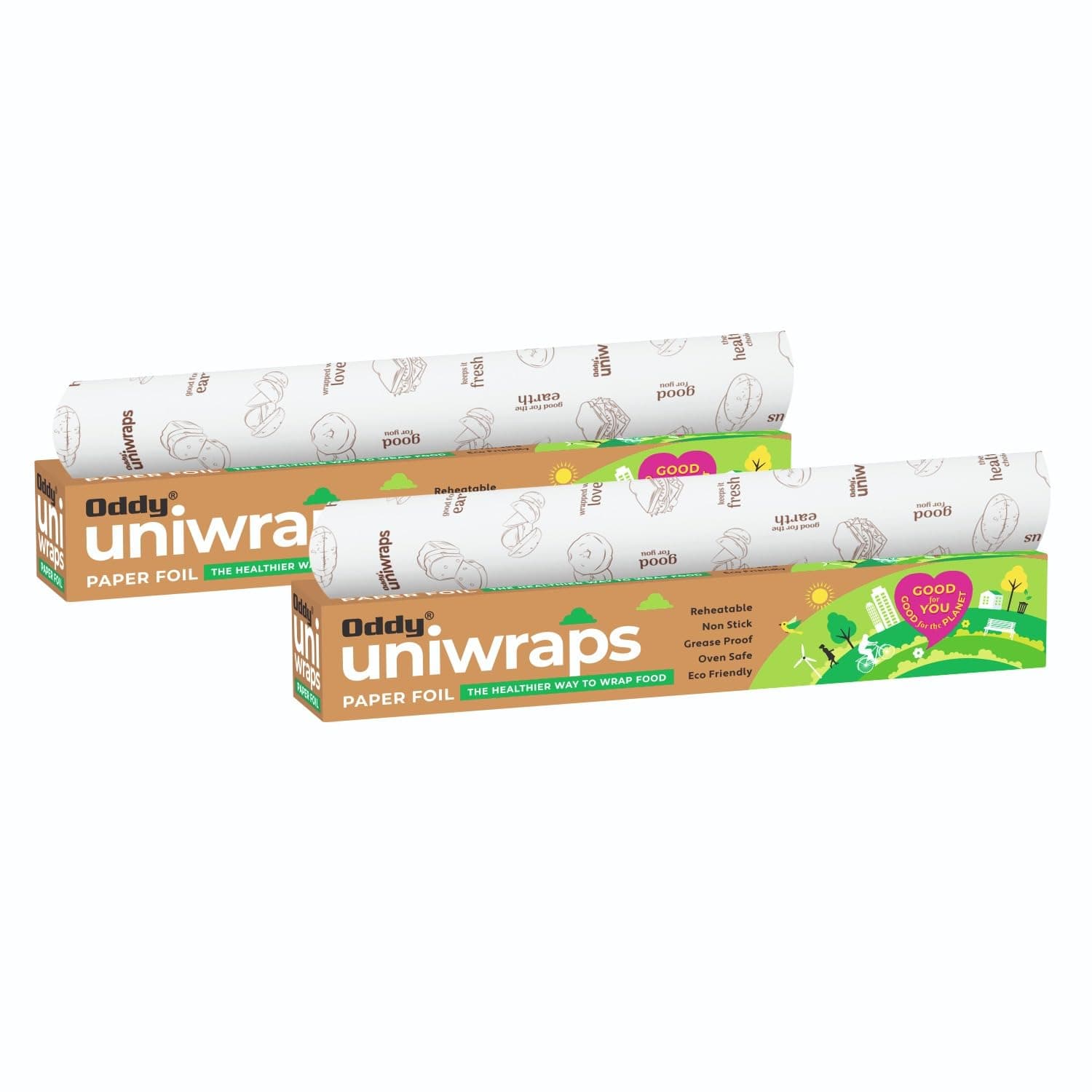 Oddy Uniwraps Food Wrapping Paper Foil 278MM x 20M, Combo Pack, Set of 2 Rolls