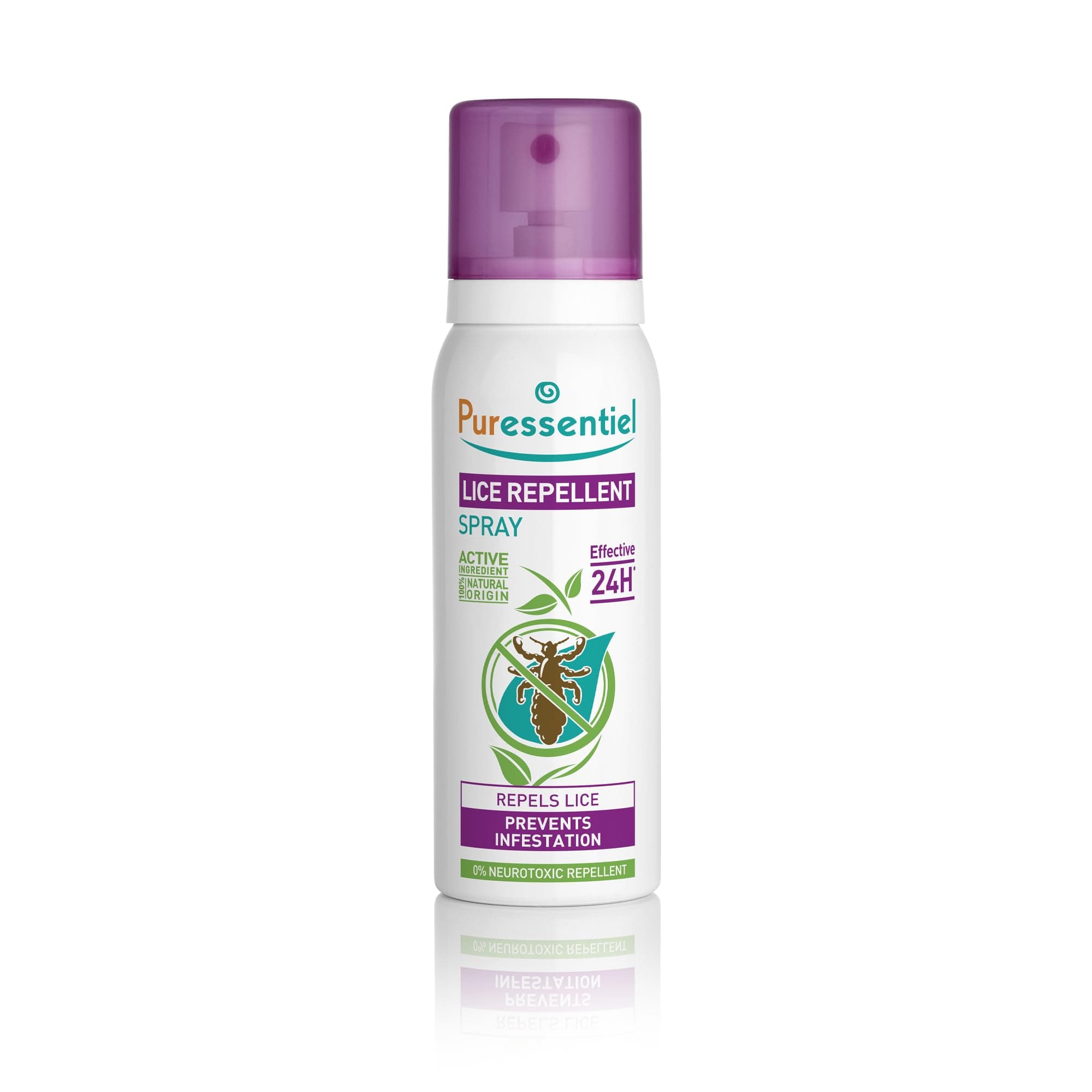 Puressentiel Lice Repellent Spray 75 ml - Head lice repellent - 24H effective protection - 100% natural origin, no neurotoxic repellent, non aerosol
