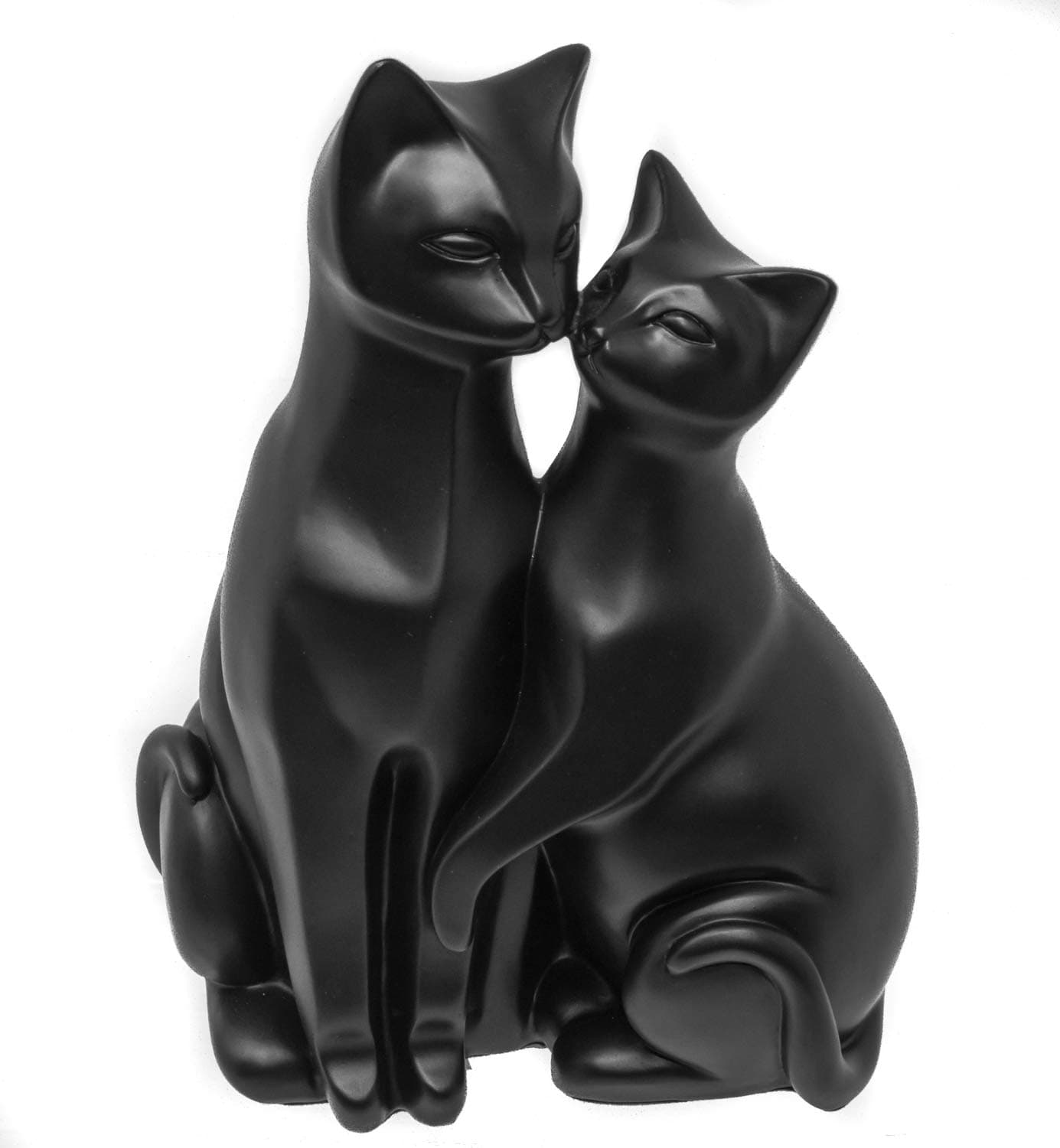 Mr & Mrs Cat Ornament Pair of Stylized Cats Statue Home Decor Sculpture For Cat Lovers | Measures 21cm Tall by 16cm Wide by 12cm Deep Approximately (Black Cats - Gift Boxed)