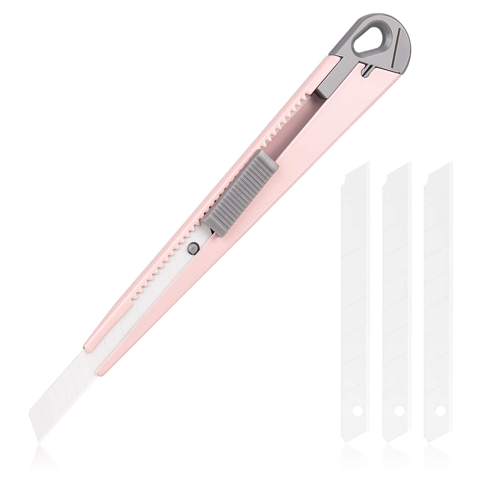 Ceramic Paper Cutter Box Cutter Foam Cutter Safety snap off Blades Retractable Utility Knife Extra 3 Blades (0.35 inch Wide) Cartons Cutting Skin Friendly Knife (Pink)