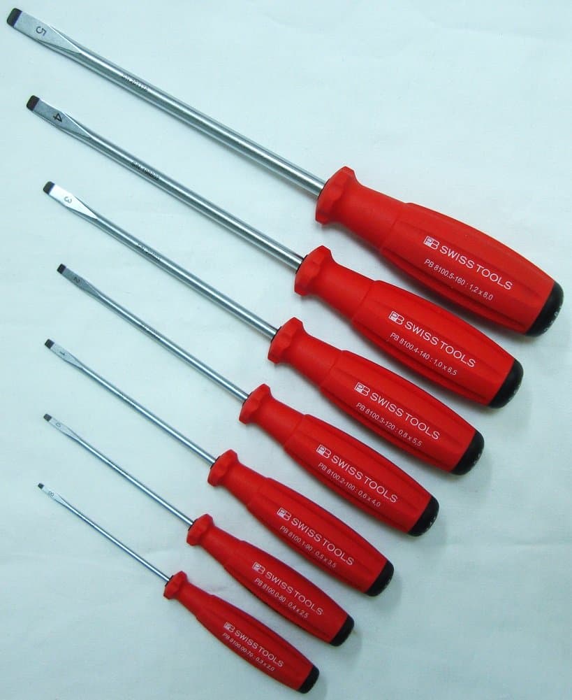 Professional Hi-Quality Chrom Vanadium Slotted 7 pcs Screwdriver Set, Swiss Made