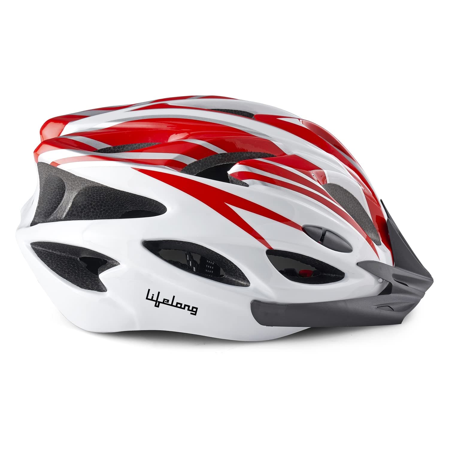 Lifelong Adjustable Cycling Helmet With Detachable Visor | Adjustable Light Weight Mountain Bike Cycle Helmet With Padding For Kids And Adults (LLFAH02, Red & White