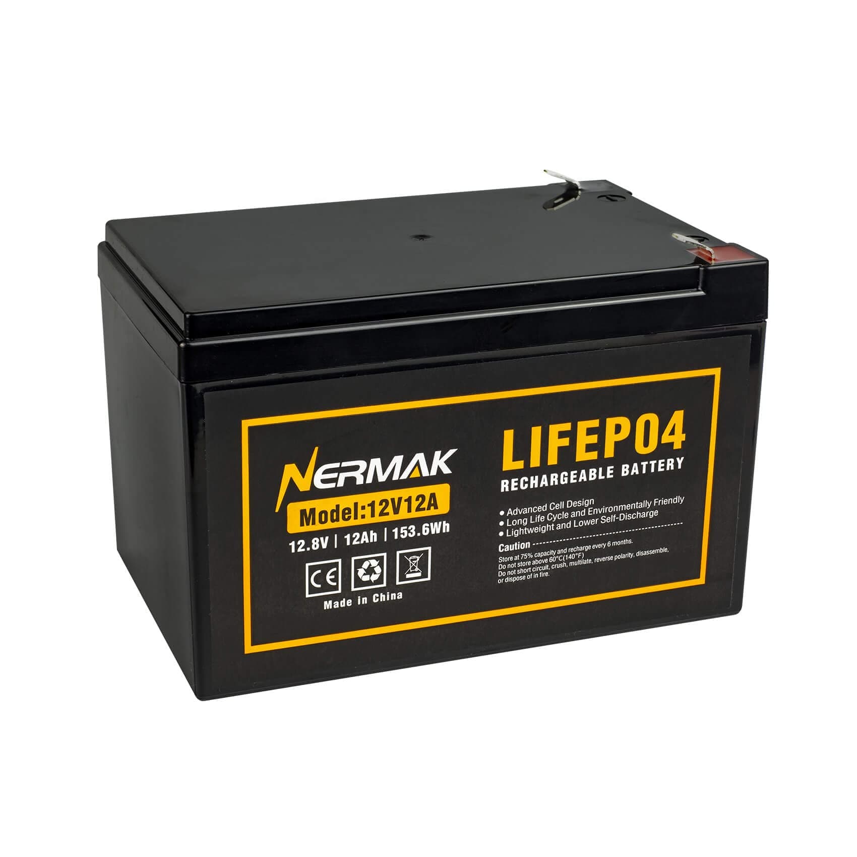 12V 12Ah Lithium LiFePO4 Deep Cycle Battery, 2000+ Cycles Lithium Iron Phosphate Rechargeable Battery for Power Wheels, Fish Finder, Scooters and More, Built-in 12A BMS