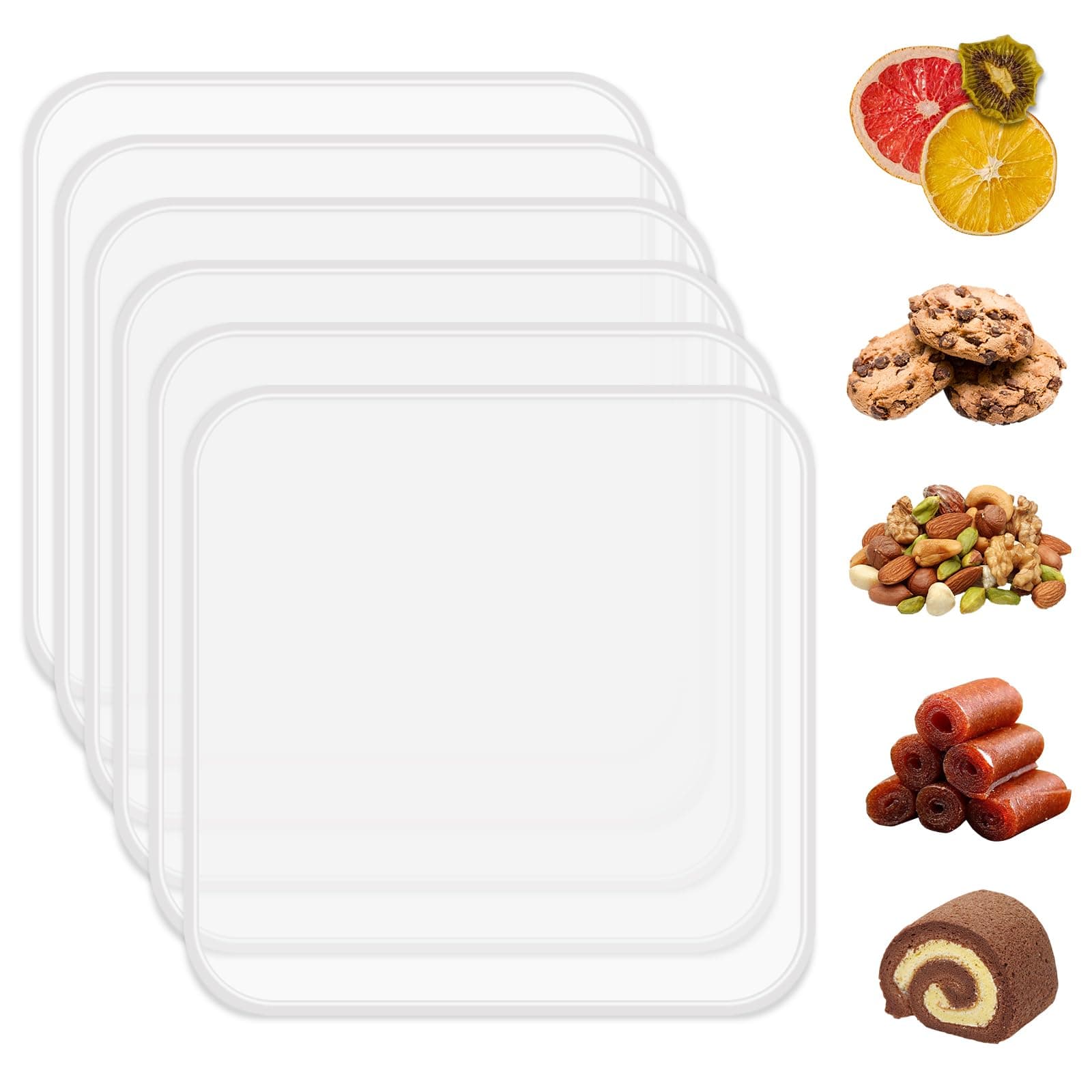 6 Pack Silicone Dehydrator Trays for Liquids, Fruit Leather Trays for Dehydrator, Non-stick Silicone Dryer Mats with Edge,Reusable Dryer Sheet for Jerky, Fruit, Meat, Herbs (11 * 11″)