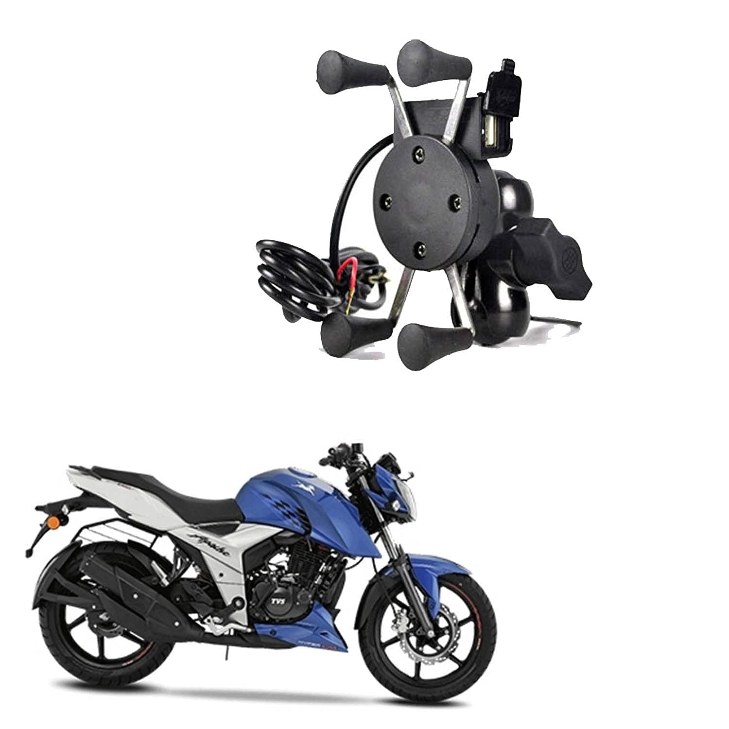 Comical Bike Mobile Charger and Phone Holder for TVS Apache RTR 160 4V