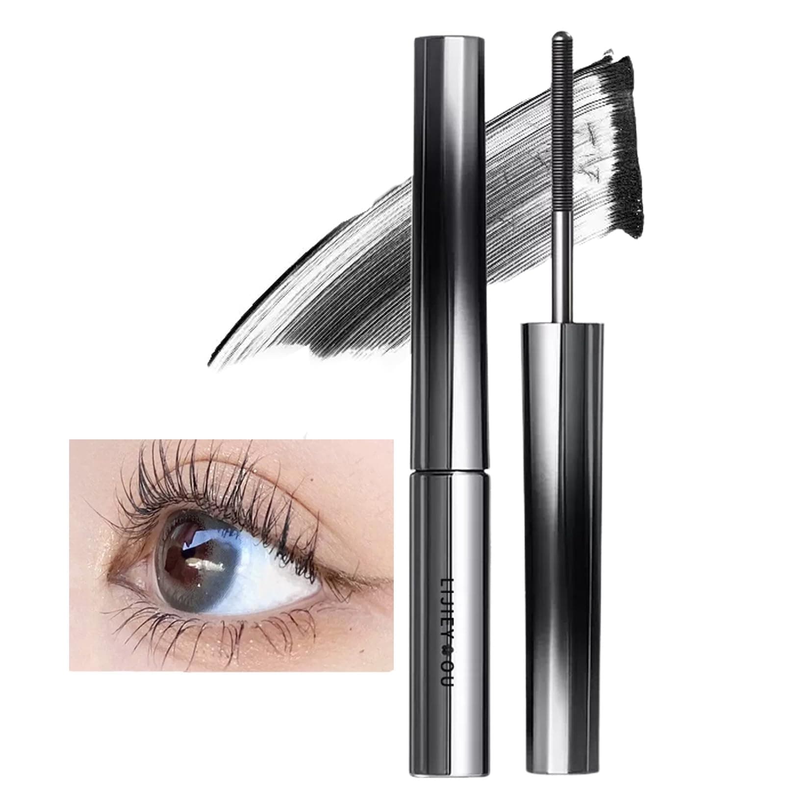 ASMAYSA Iron Mascara - Black 3D Waterproof Bristleless, Curling Eyelash, Washable Extra Slim Metal, Long Lasting