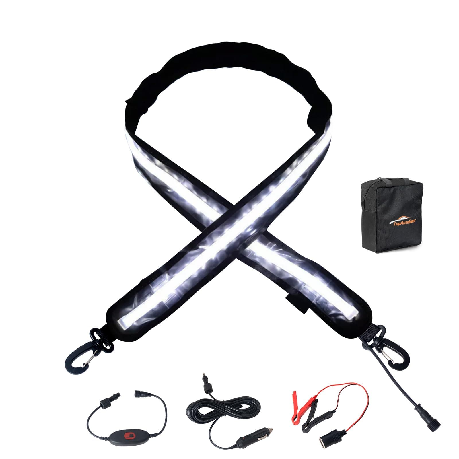 4FT 12V Led Light Strip Waterproof IP67, Dimmable Camping Awning Lights with 140 SMD 2835 LED Chips, Multi-Functional Use for RV, Car Tent, Camping, White