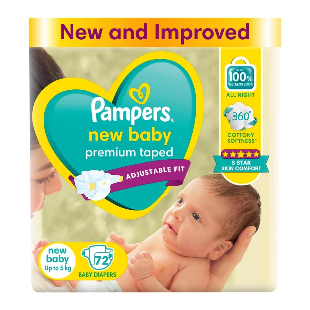 Pampers Active Baby New Born Diapers (72 Count)