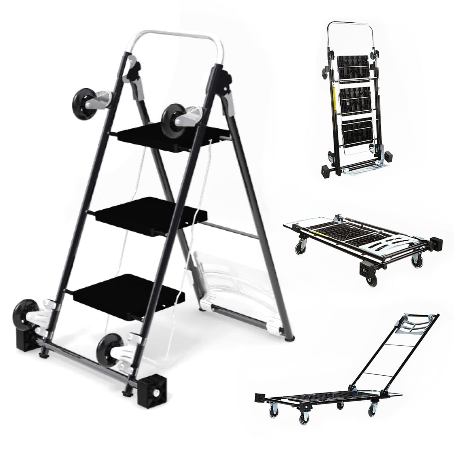 Foldable and Portable Utility Cart in Black, Compact and Versatile Moving Solution