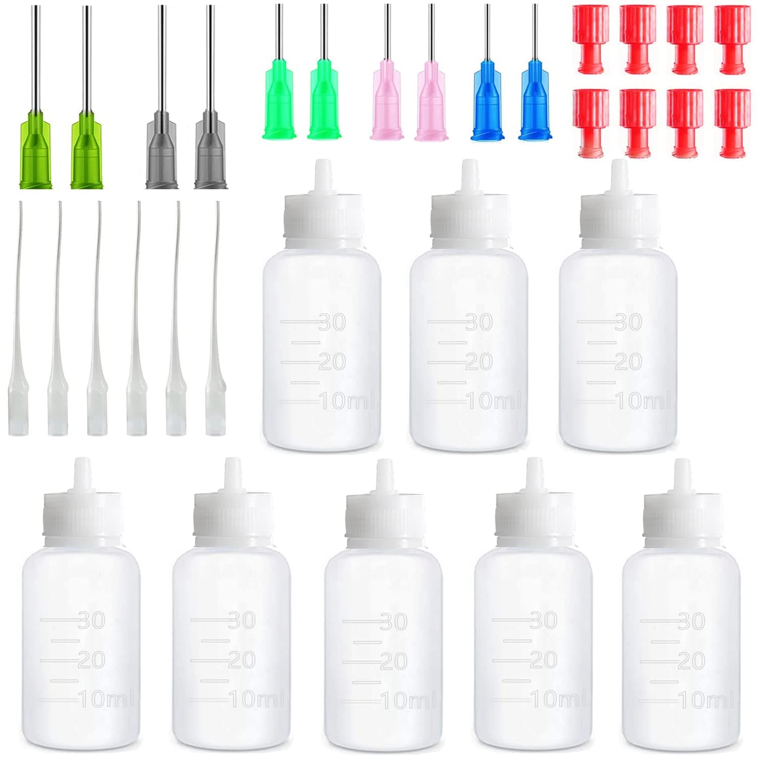 HaBeuniver 30Milliliter Precision Applicator Bottle with Blunt Tip Needle and Cap|14ga 16ga 18ga 20ga 22ga Blunt Needles|Oil Dropper Bottle, Glue Applications, Acrylic Painting, 8 Pcs