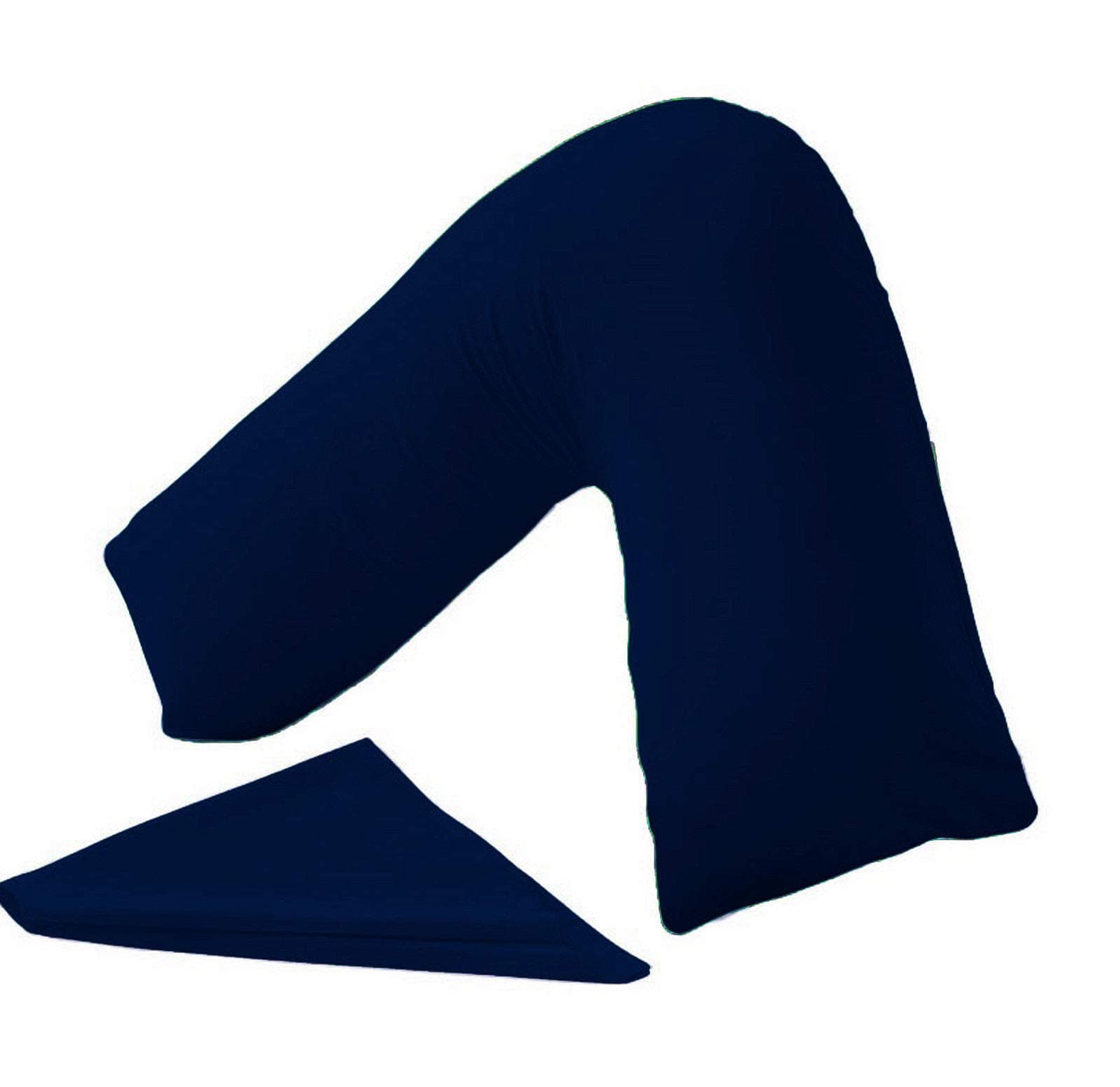 HOMES-LINEN Orthopaedic V-Shaped Pillow Extra Cushioning Support For Head, Neck & Back (Navy, V-Pillow With Cover)
