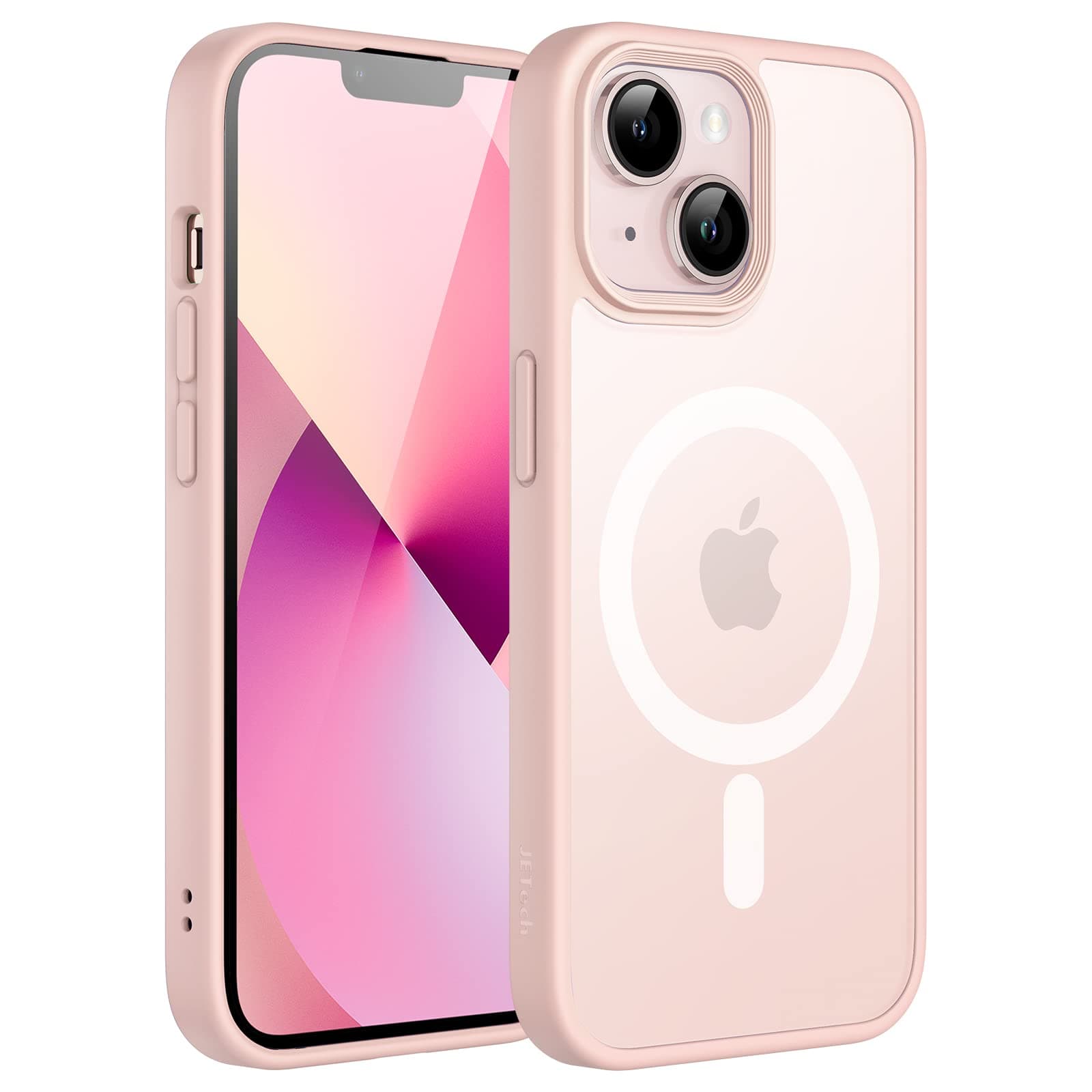 JETech Magnetic Case for iPhone 13 6.1-Inch Compatible with MagSafe, Translucent Matte Back Slim Shockproof Phone Cover (Chalk Pink)