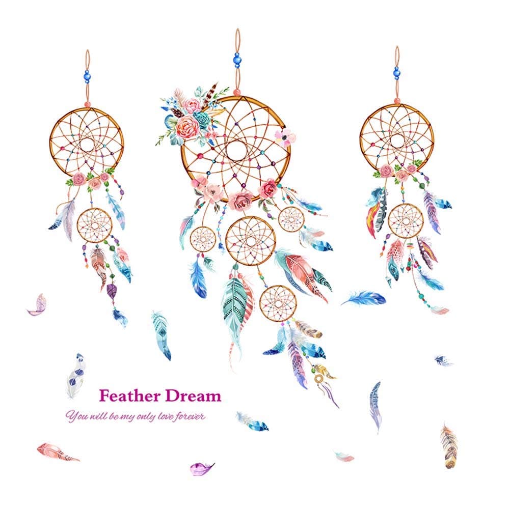 iwallsticker Dream Catcher Wall Sticker Mural Art Removable Decals for Classroom Offices Kids Bedroom Bathroom Living Room Decoration