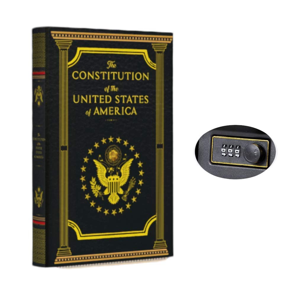 Real Pages Portable Diversion Book Safe with Combination Lock - Hollowed Out Book with Hidden Secret Compartment for Jewelry, Money and Cash (The Constitution of the United States of America) (Large)
