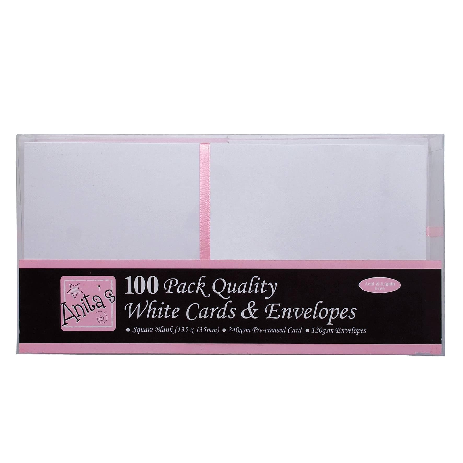 Anita's Square Card and Envelope, Pack of 100, White