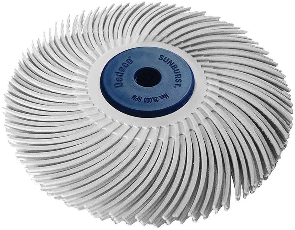 DedecoSunburst Radial Bristle Discs - 3" (76mm) Dia, TC Bristle, 3-Ply, 1/4" (6mm) Arbor Precision Cleaning Buffer Polisher Rotary Tool Accessories, Medium 120 Grit, Aluminum Oxide - 1 Pack