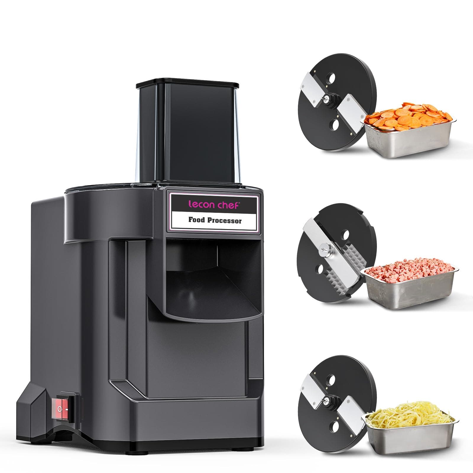 3 in 1 Electric Food Processor Vegetable Dicer Chopper Multifuntional Potato Cutter Onion Slicer with 3 Stainless Steel Blades for Commercial & Home Use