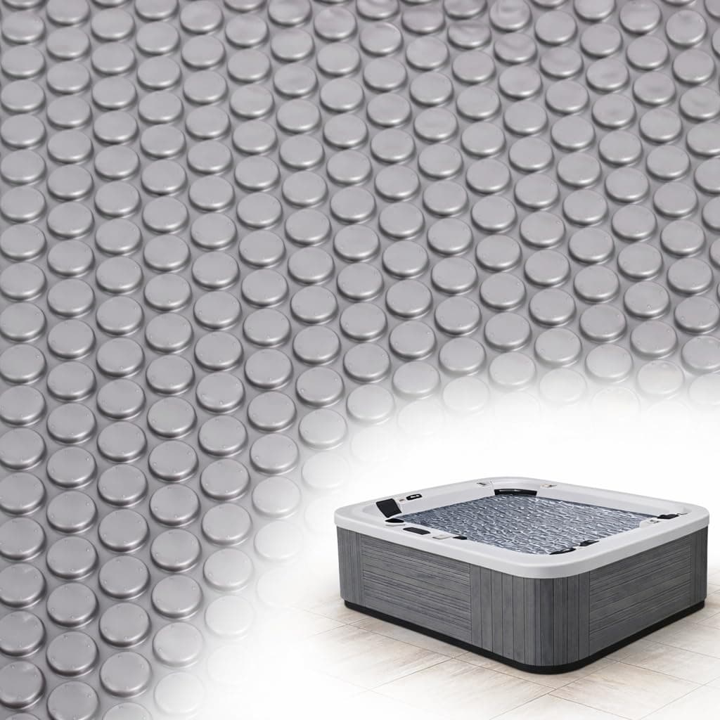 Hot Tub Bubble Blanket - 7 x 7 FT 16-Mil Square Pool Spa Solar Cover | Heavy Duty Floating Heat Retaining Thermal Blanket for Insulating Solar Heating (Gray