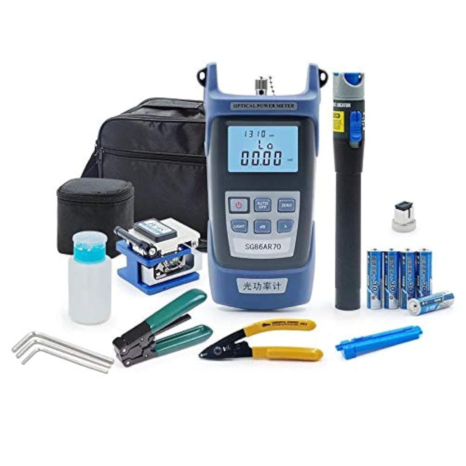 DKURVE 10-in-1 Fiber Optic FTTH Tool Kit with Red Light Test Pen/Power Meter/ 5km Fault Locator